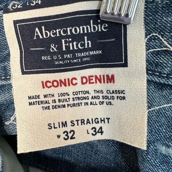 Abercrombie & Fitch Slim Straight Distressed Jeans Size 32 X 34 New - Picture 16 of 16